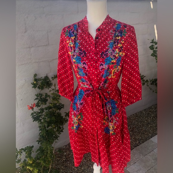 Saloni Women's Saloni Scarlet Tyra Button Down Silk Shirt Dress Size 6 - Picture 15 of 15